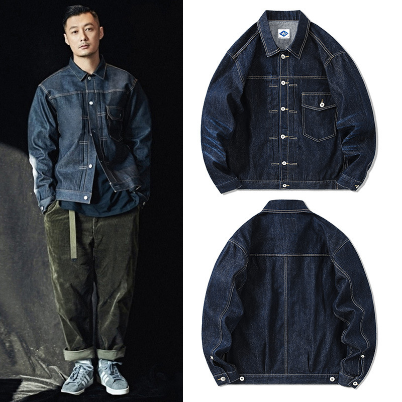 Streetwear Brand Denim - Tide-chaqueta vaquera azul oscuro para hombre,