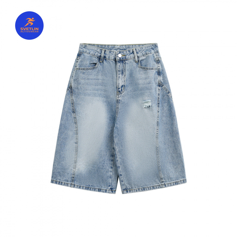 Streetwear Brand Denim - Pantalones cortos vaqueros MAQVOB de lujo,