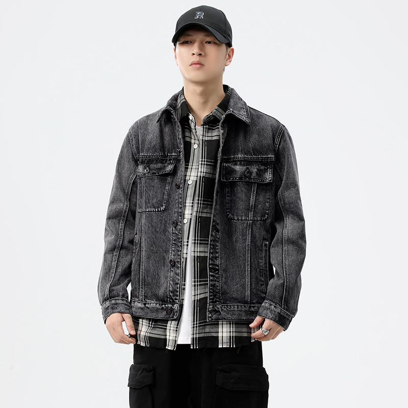 Streetwear Brand Denim - Chaqueta vaquera gris de talla grande
